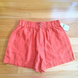 NWT Forever21 Orange Linen High Waisted Shorts Size Small